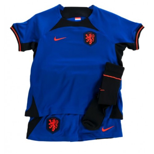 Fotballdrakt Barn Nederland Bortedraktsett VM 2022 Kortermet (+ Korte bukser)
